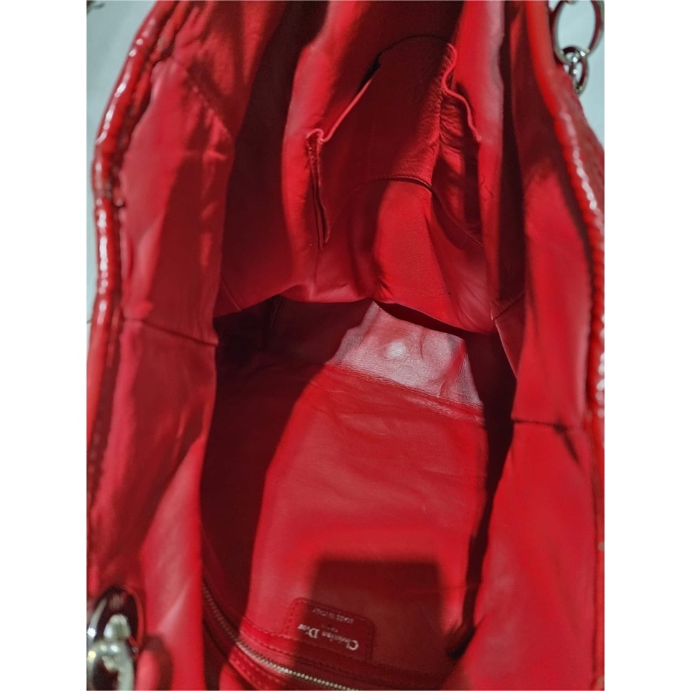 Authentic Christian Dior Rafia Lady Dior Tote Red - Picture 11 of 15